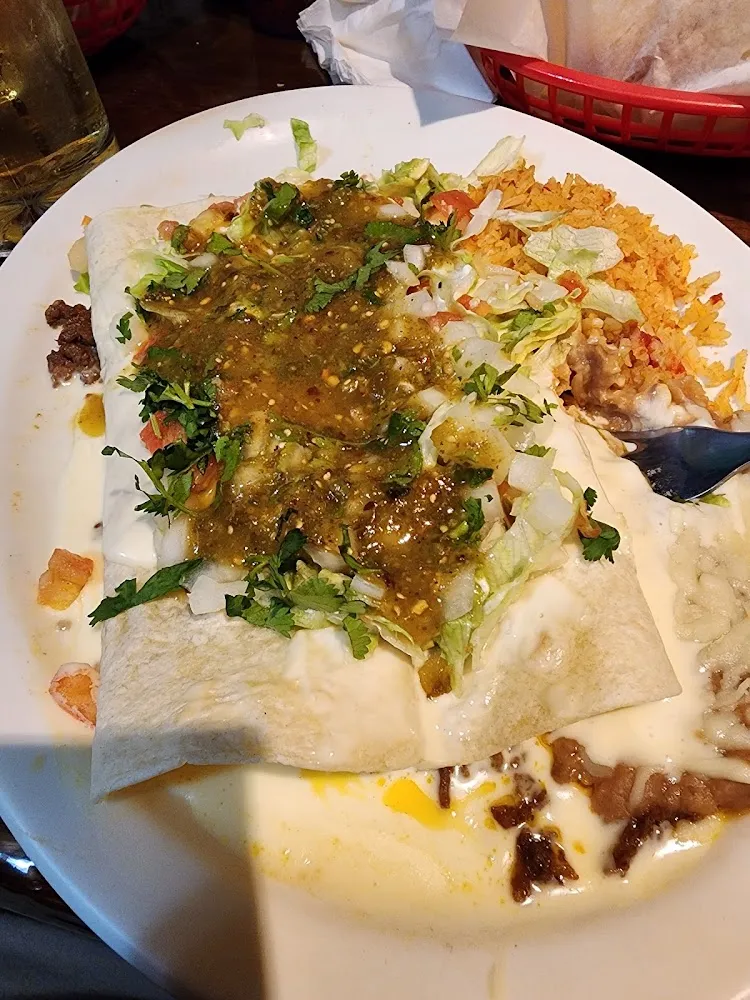 Burrito Supremo Add Cilantro and Onions Pour Green Sauce and Enjoy